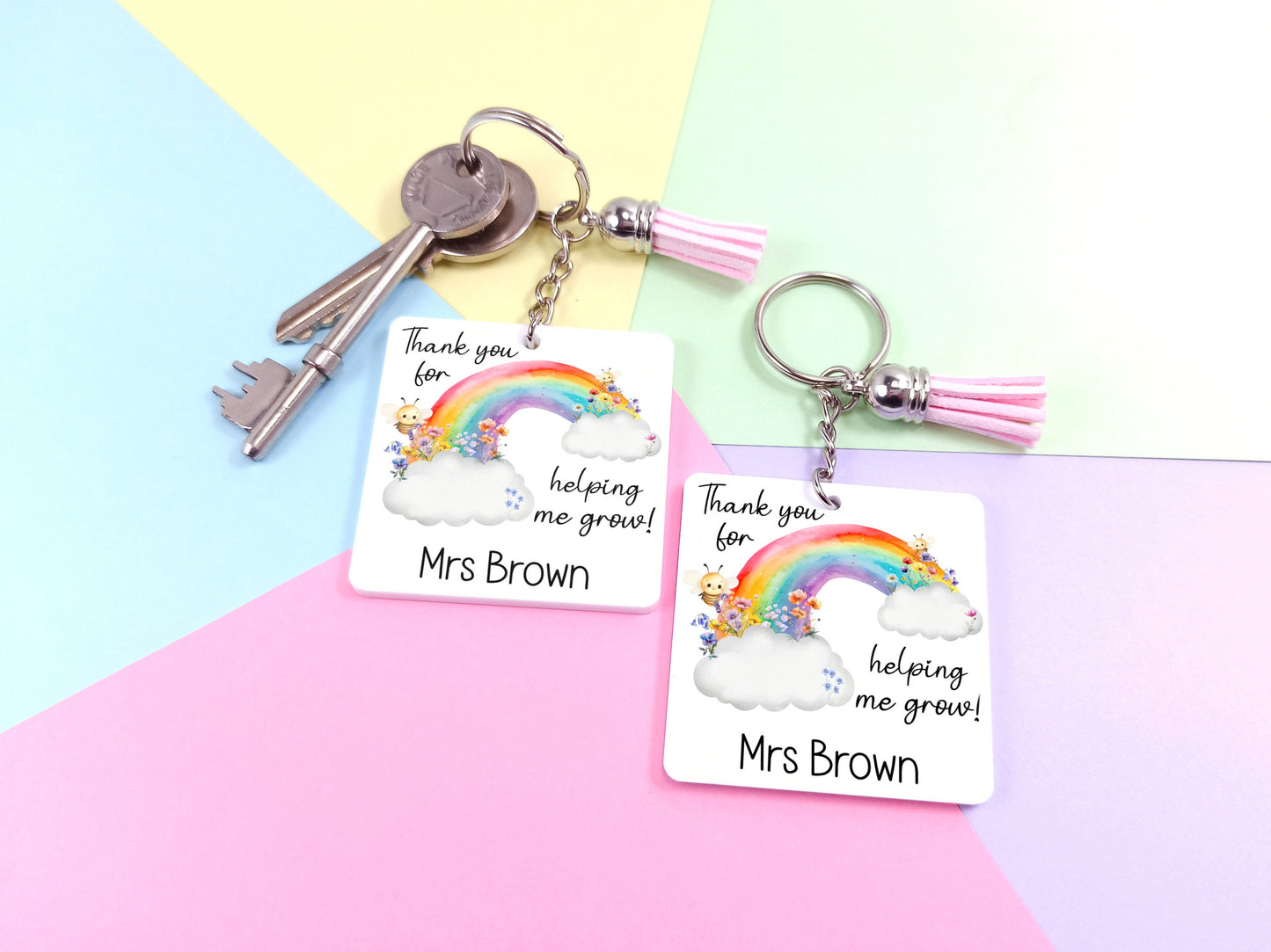 Teacher keyring,  thank you for helping me grow