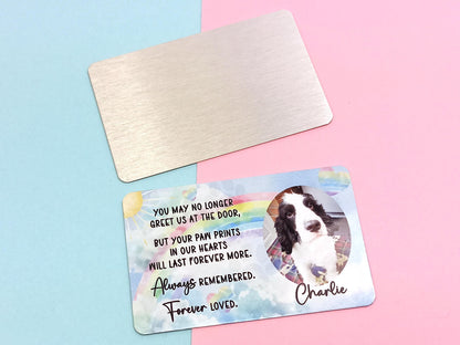 Personalized Dog Memorial Metal Wallet Card – Custom Pet Loss Gift – Rainbow Bridge Keepsake