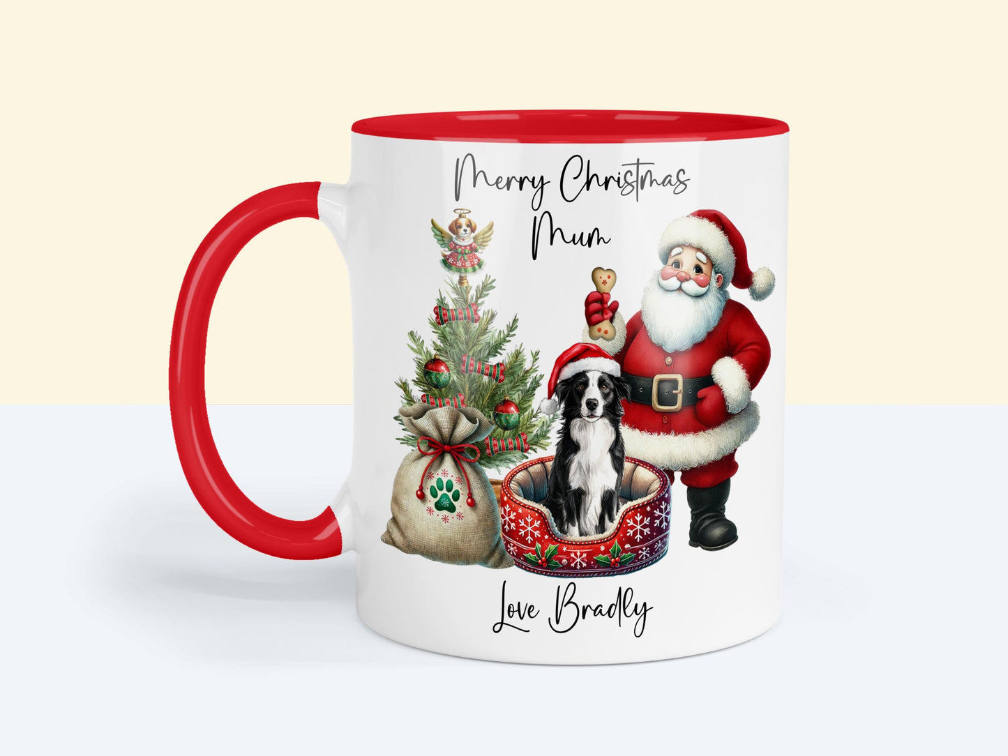 Border collie Christmas Mug Gift | Dog Mum or Dad Present | Personalised Pet Lover Gift