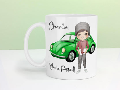 Passed your Driving Test, Congratulations Personalised Mug, Choice of Characters, Driver License Celebration Gift for Men