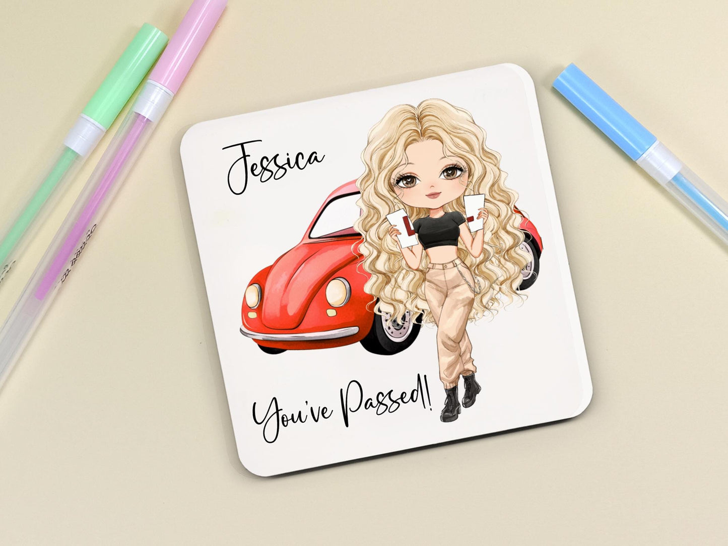 Girls Passed your Driving Test, Congratulations Personalised Mug, Custom Characters