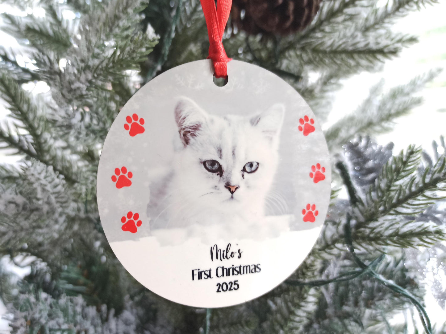 Cat's First Christmas Photo Tree Decoration