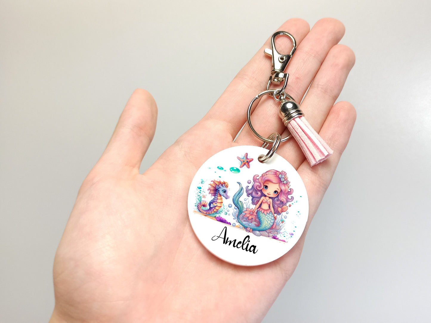 Mermaid Bag tag Personalised Keyring, School bag tag