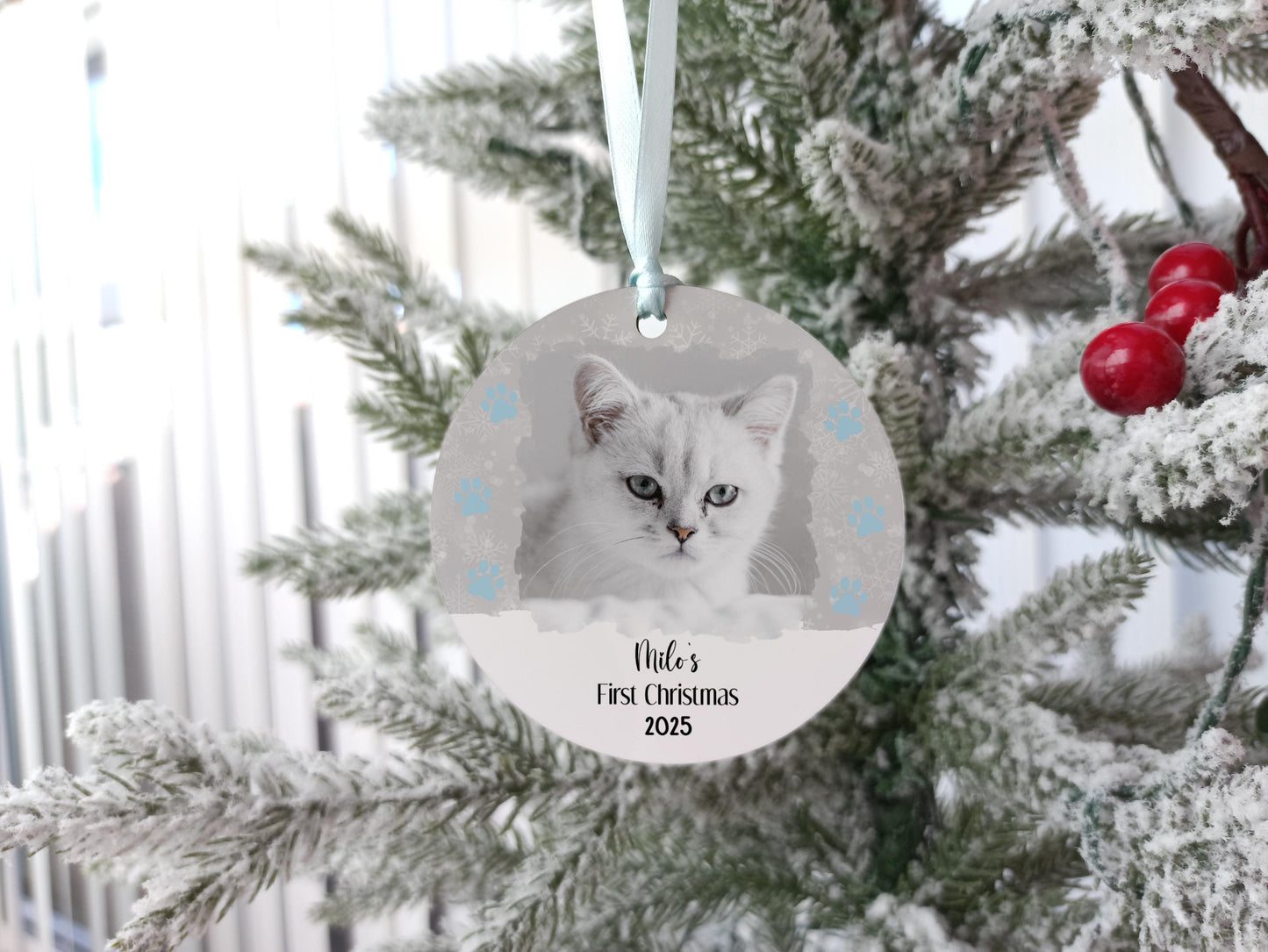 Cat's First Christmas Photo Tree Decoration
