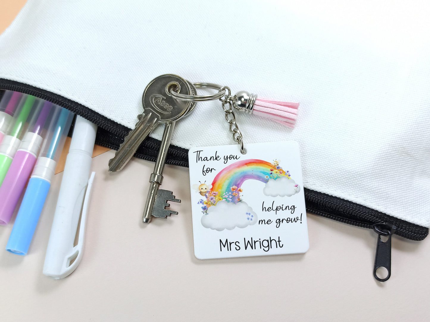 Teacher keyring,  thank you for helping me grow
