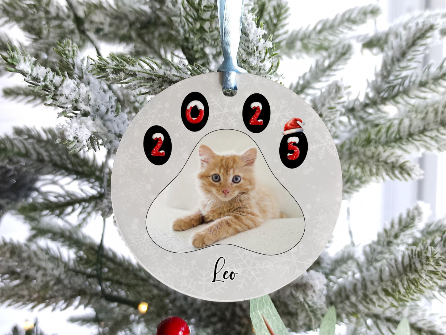 Personalized Cat Photo Christmas Ornament