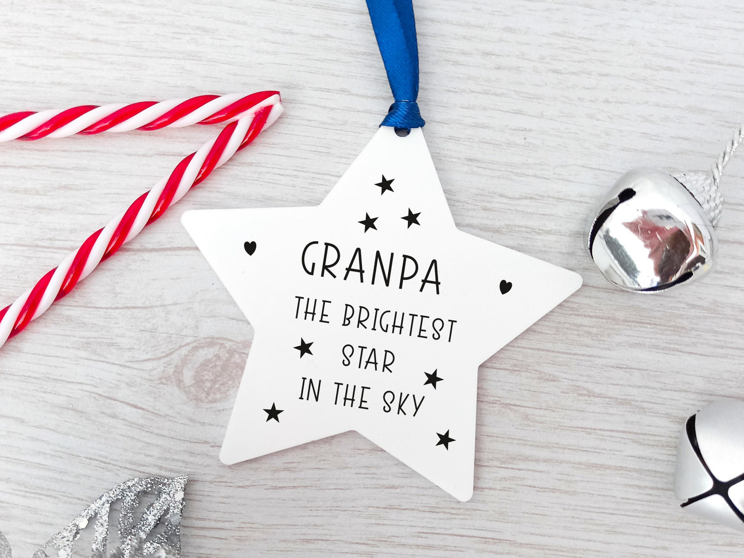 Memorial Personalised Star, Hanging Christmas Tree Decoration