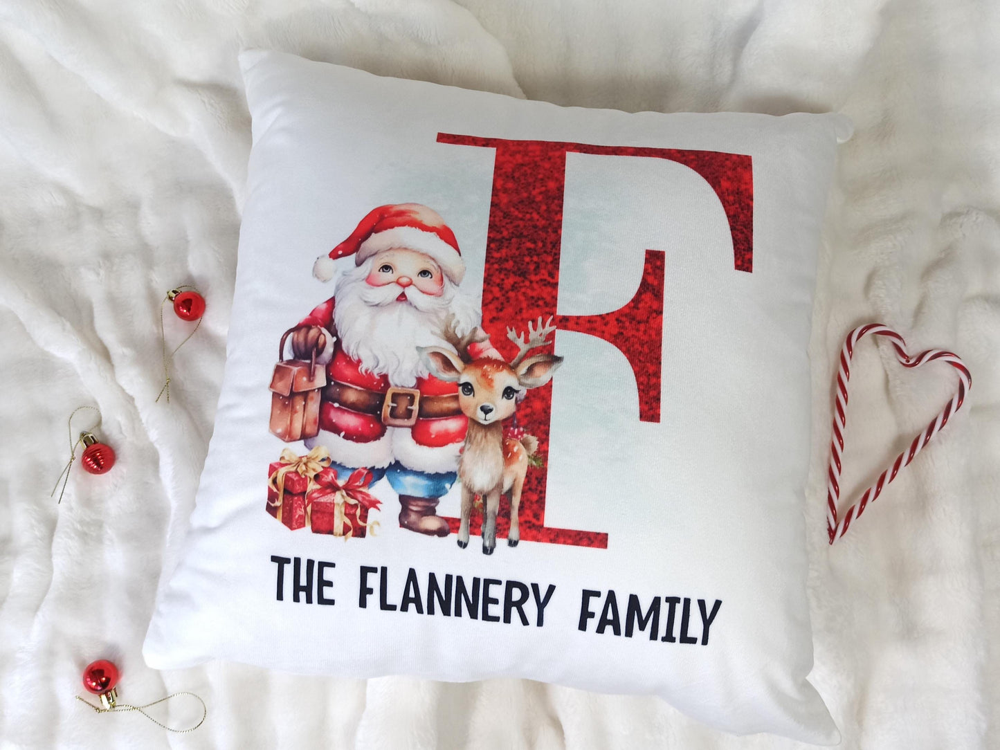 Christmas Cushion, personalised with family name