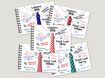 Personalised School Leavers Notebook A6 Custom Name & School Tie Design