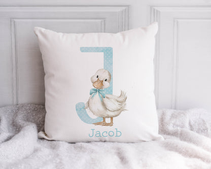 Blue Goose Pillow, personalised with a name, Boys and Girls