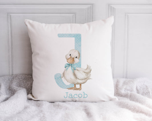 Blue Goose Pillow, personalised with a name, Boys and Girls