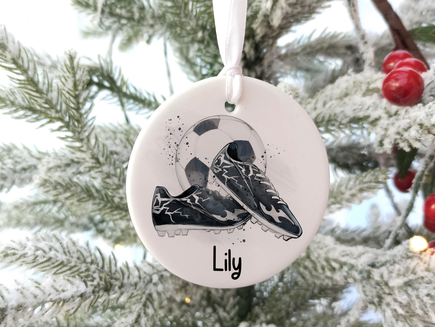 Personalized Football Christmas Tree Ornament: Ceramic Keepsake, Stocking Filler