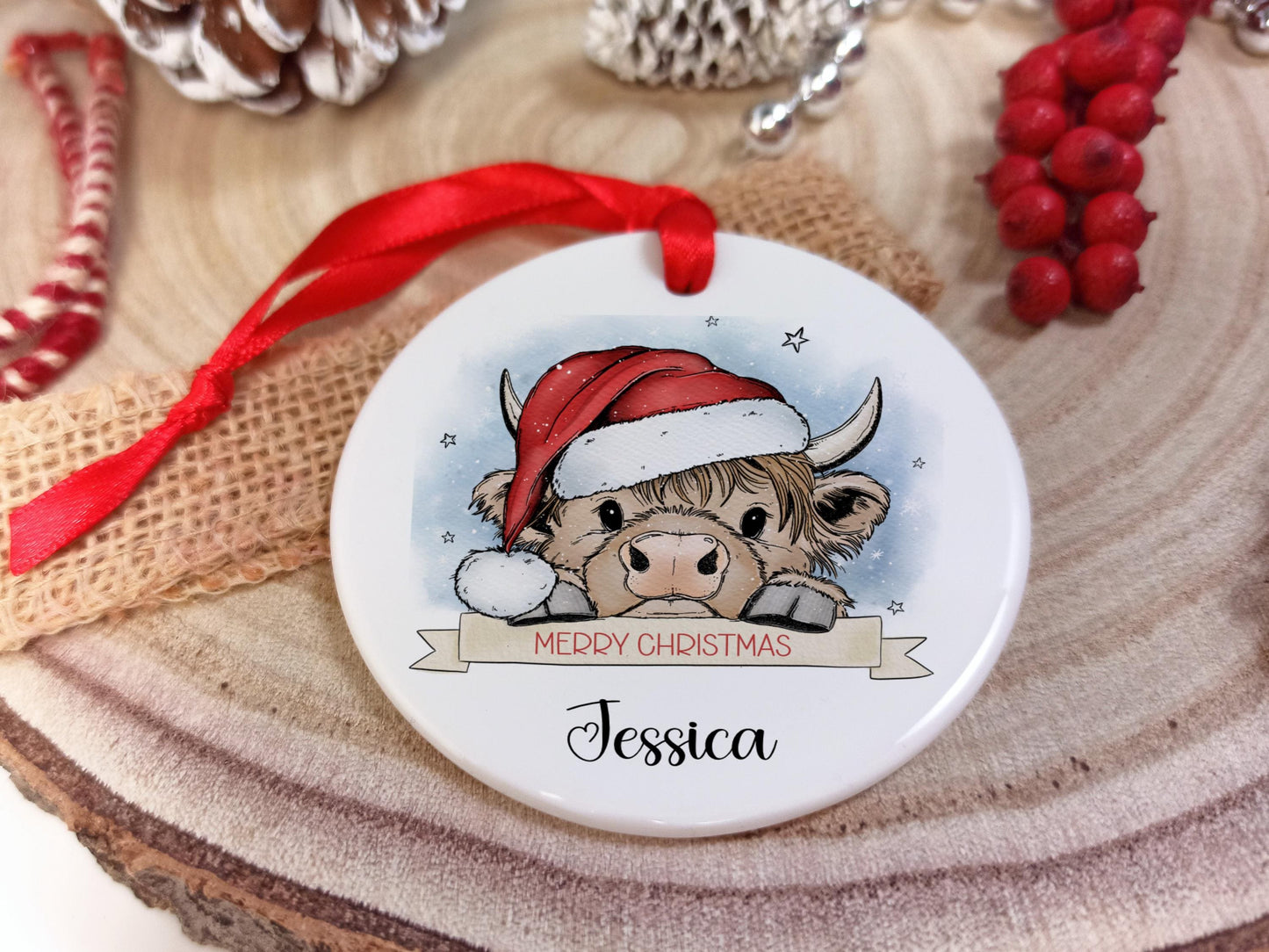 Highland Cow Christmas Tree Decoration