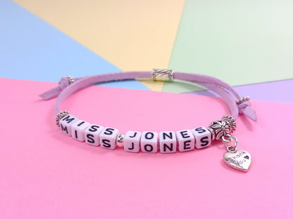 Teaching Gift, Thank You Bracelet Personalised with class teachers name