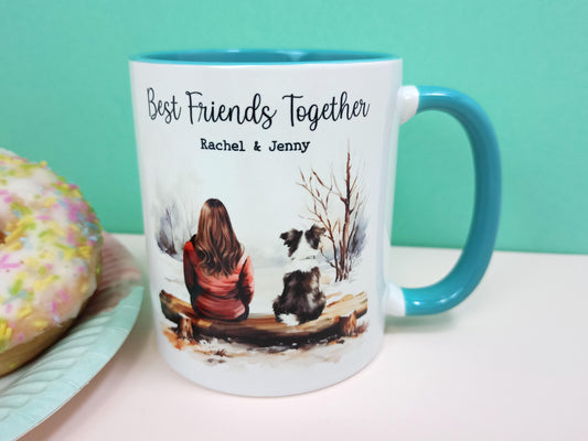 Border Collie Mug, Personalised Gift for Pet Owner, Dog Mum, Best Friends Together