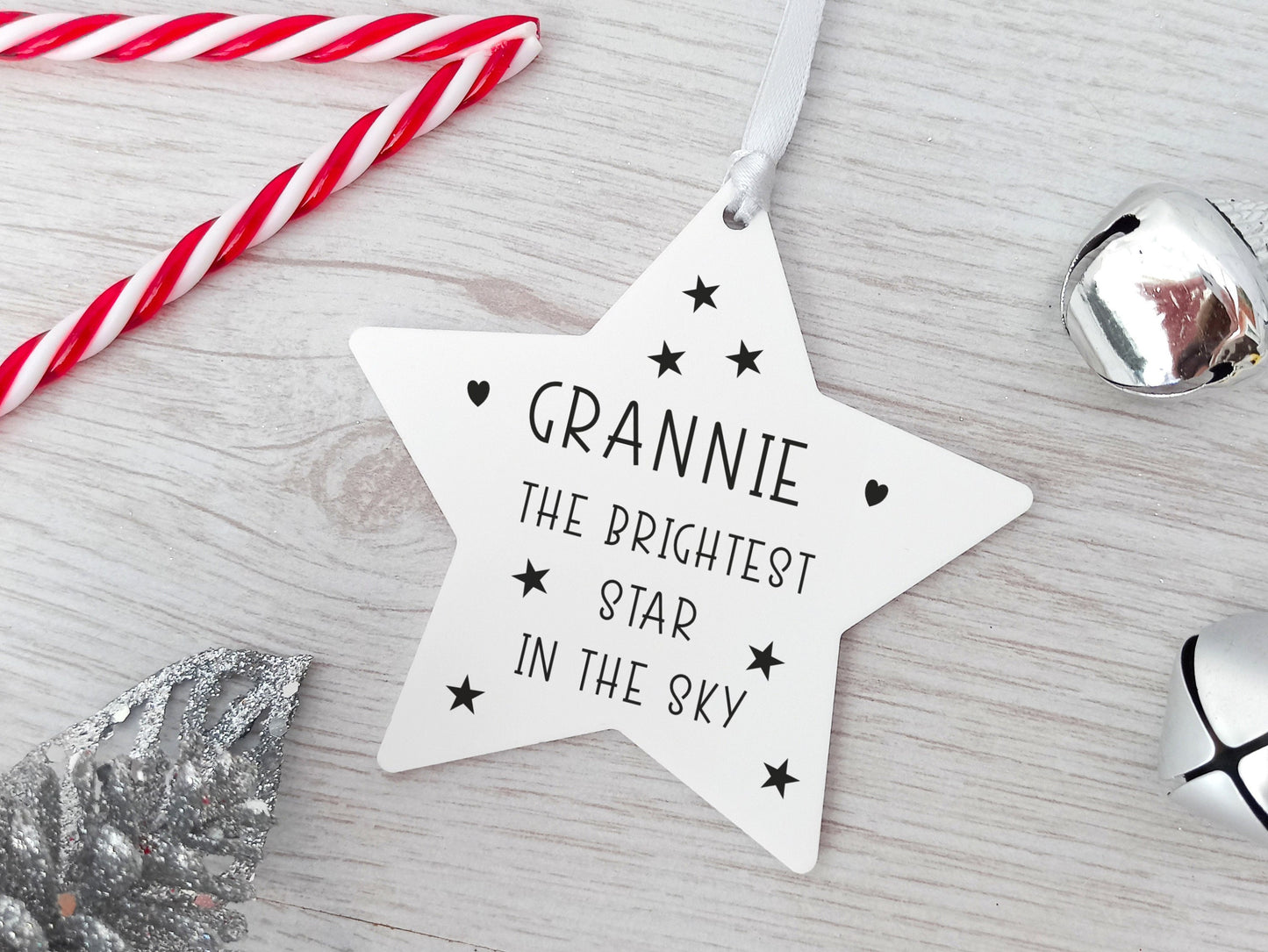 Memorial Personalised Star, Hanging Christmas Tree Decoration