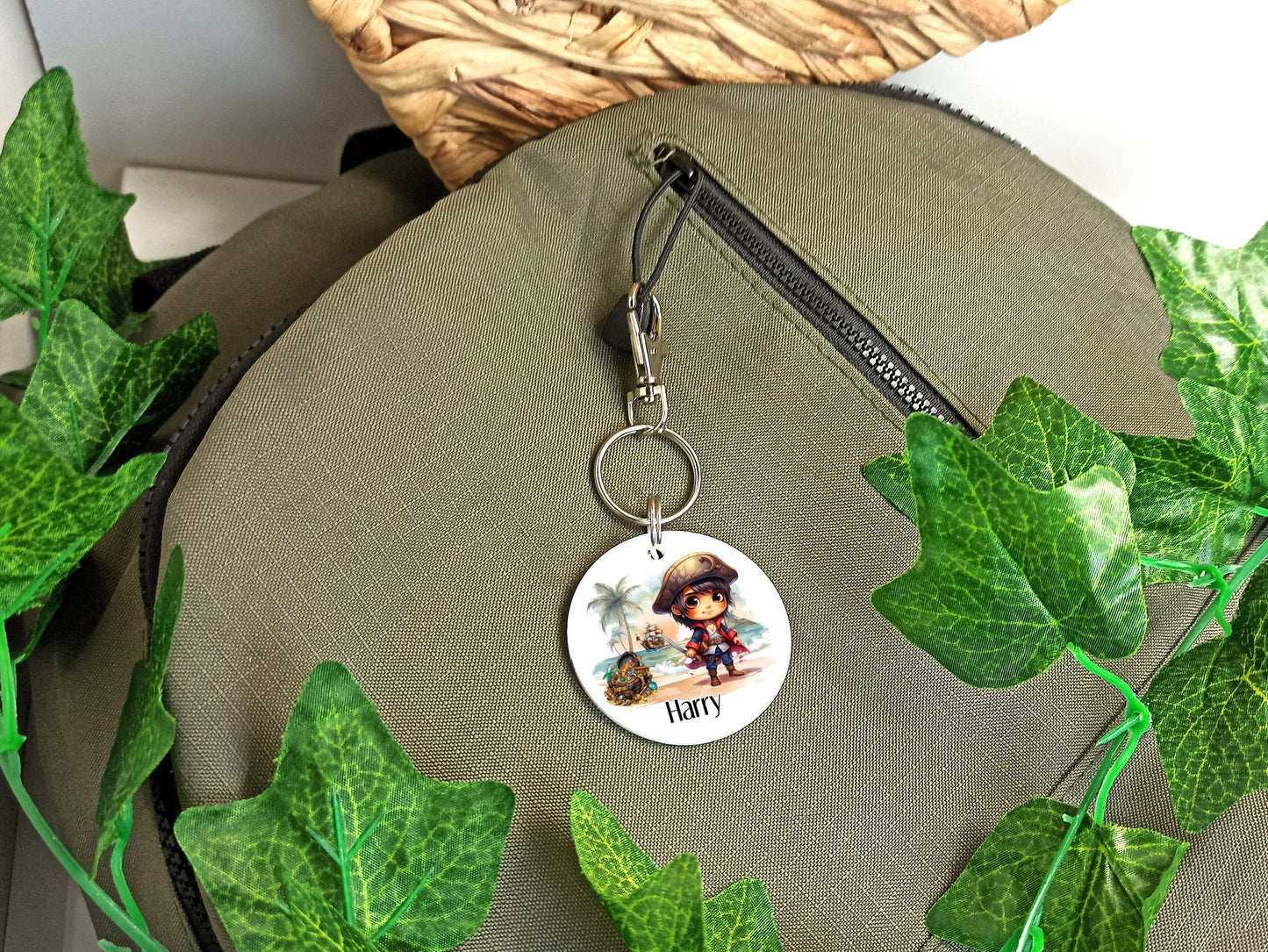 Pirate Bag Tag Personalised Keyring Great for Back to School