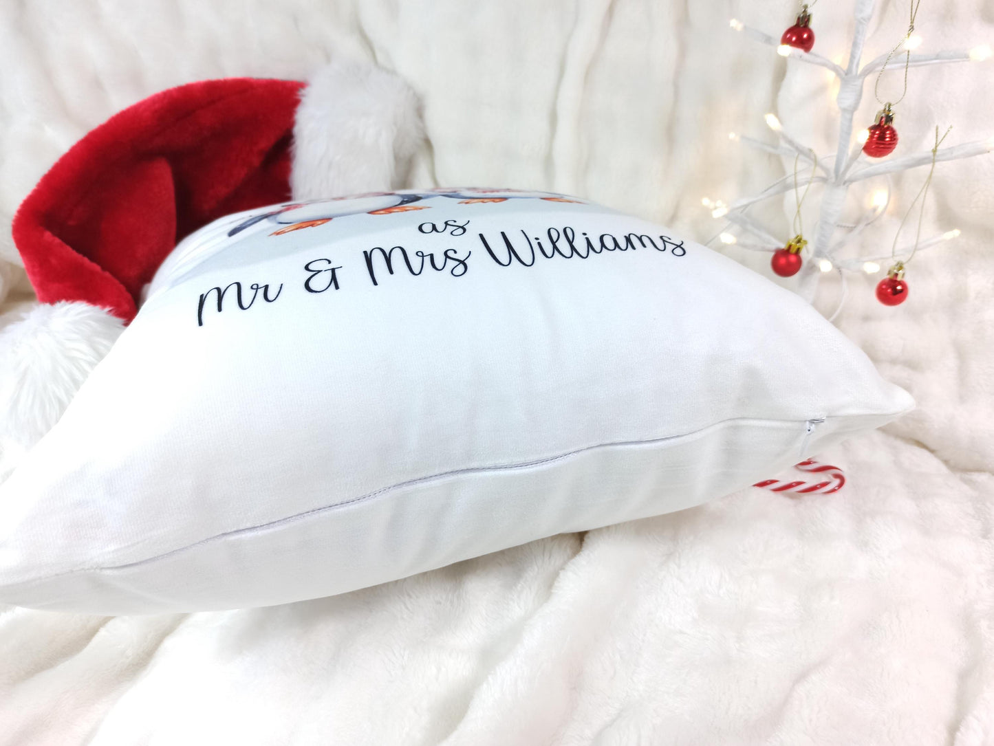 First Christmas as Mr & Mrs Cushion. Personalised Gift for Newly Weds