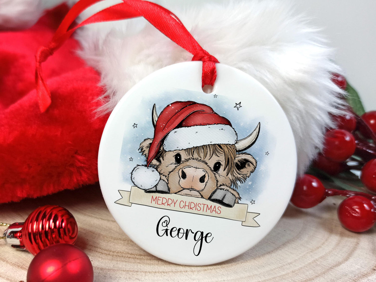 Highland Cow Christmas Tree Decoration