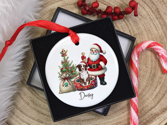 Border Collie Christmas Personalised Ornament | Ceramic Dog Tree Decoration | Festive Pet Name Gift |  Keepsake