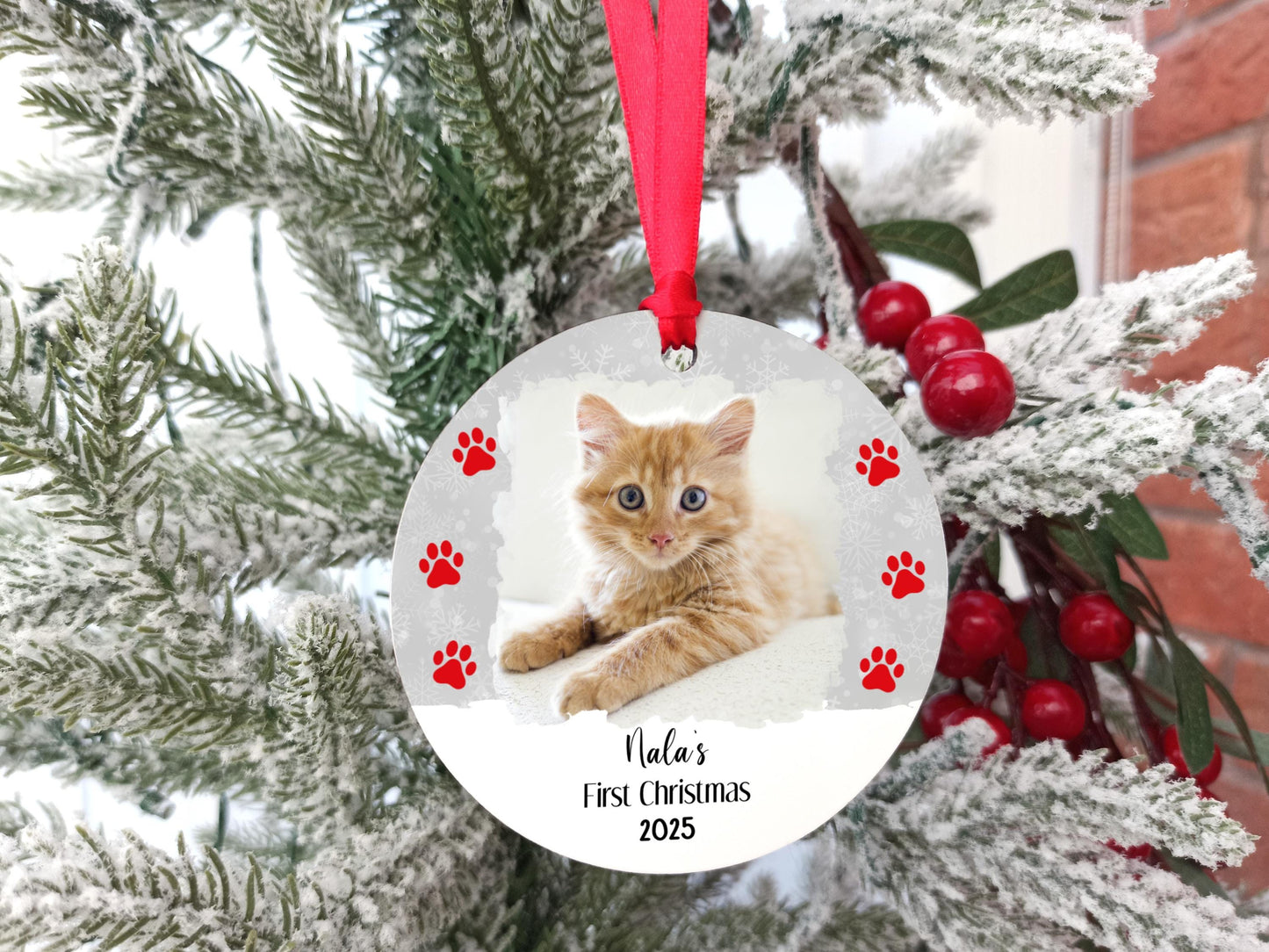 Cat's First Christmas Photo Tree Decoration