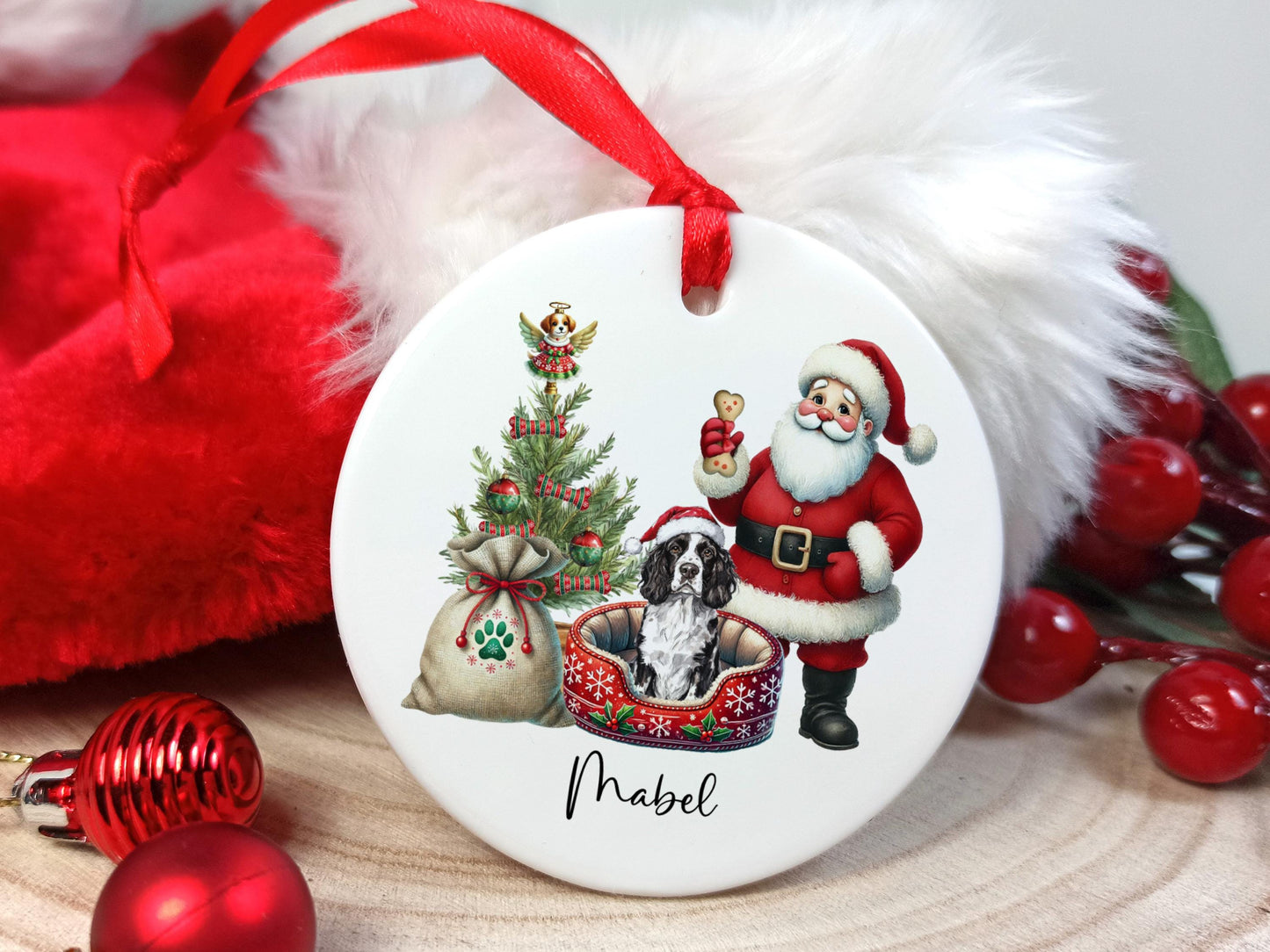 Springer Spaniel Christmas Personalised Ornament | Ceramic Dog Tree Decoration | Festive Pet Name Gift |  Keepsake