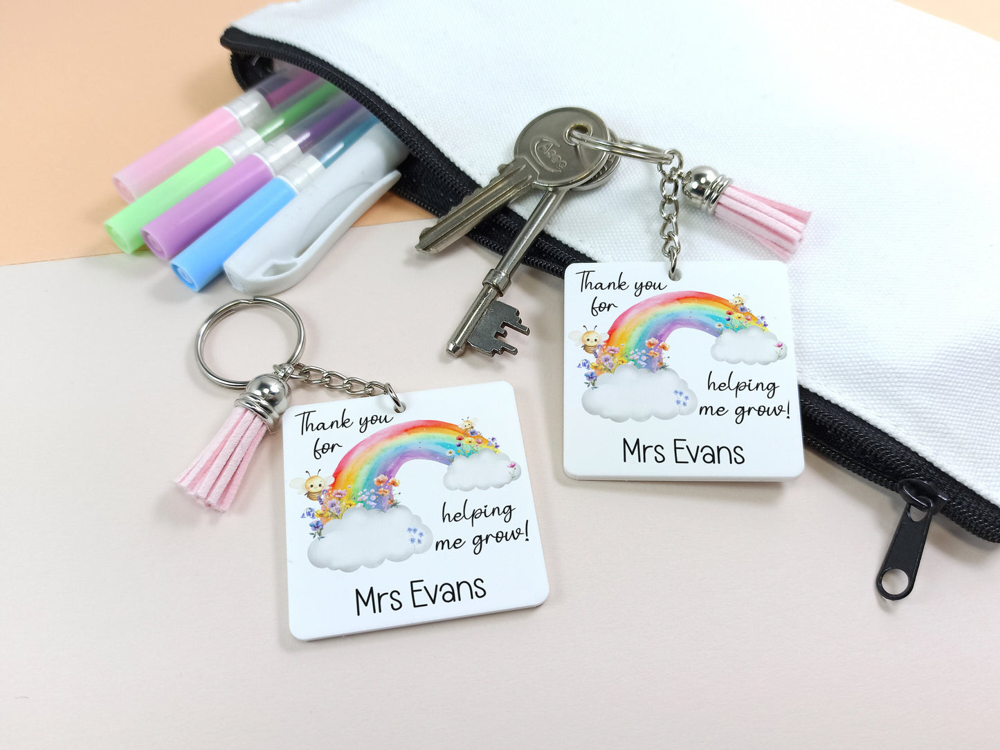 Teacher keyring,  thank you for helping me grow