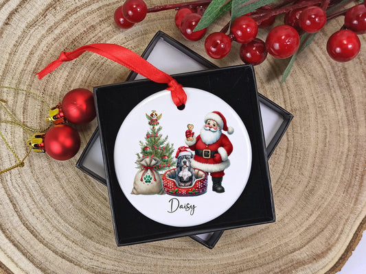 Staffordshire Bull Terrier Christmas Personalised Ornament | Staffy |Ceramic Dog Tree Decoration | Festive Pet Name Gift |  Keepsake