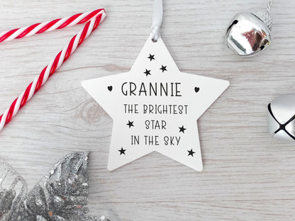 Memorial Personalised Star, Hanging Christmas Tree Decoration