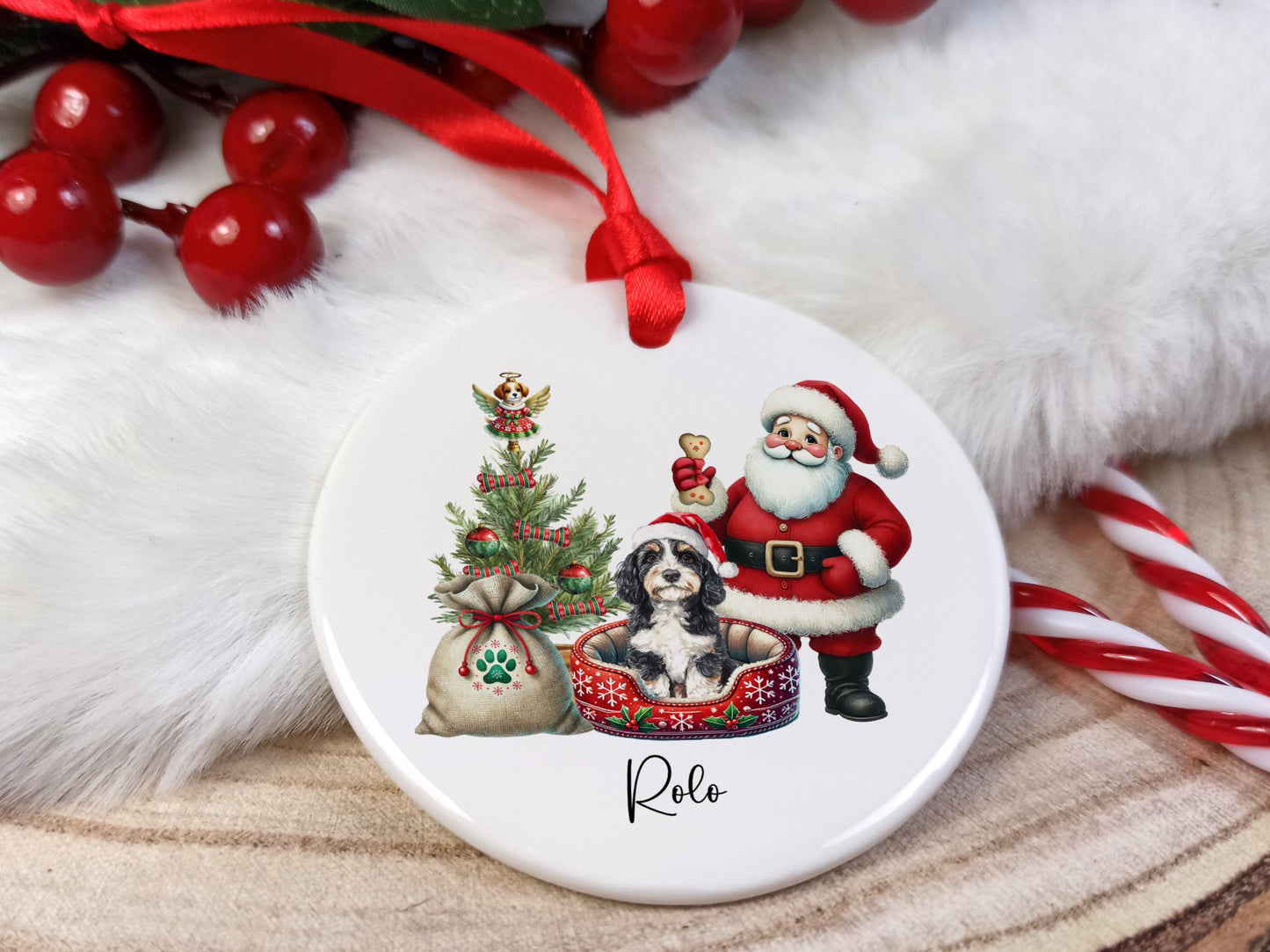 Cockapoo Christmas Personalised Ornament | Ceramic Dog Tree Decoration | Festive Pet Name Gift |  Keepsake