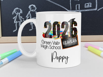 2026 School Leavers Mug, personalised with childs name.