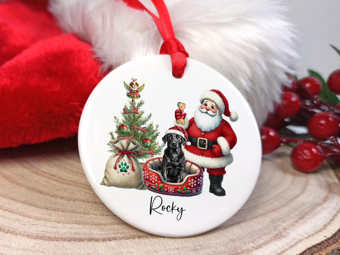 Labrador Christmas Personalised Ornament | Ceramic Dog Tree Decoration | Festive Pet Name Gift |  Keepsake