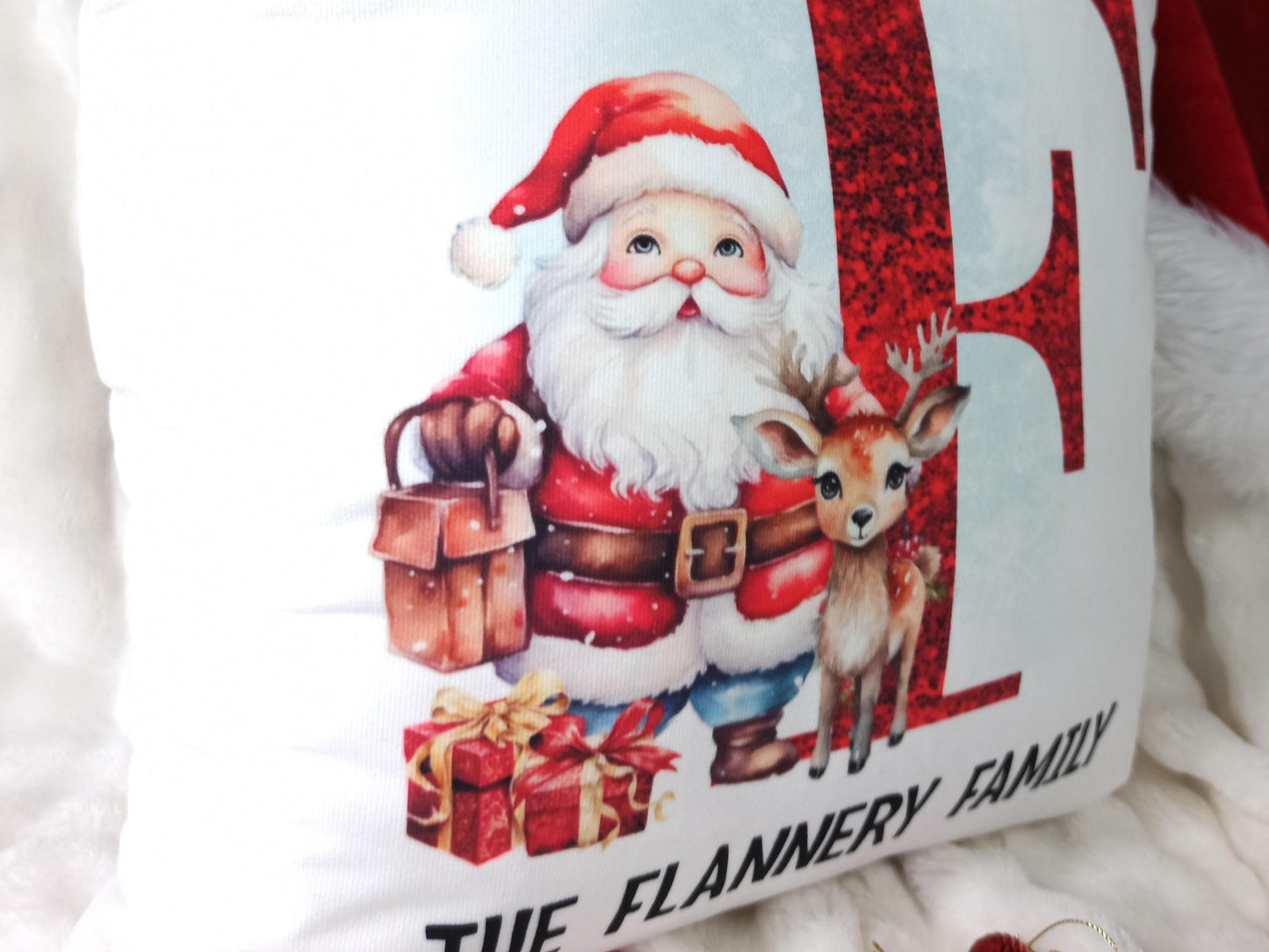 Christmas Cushion, personalised with family name