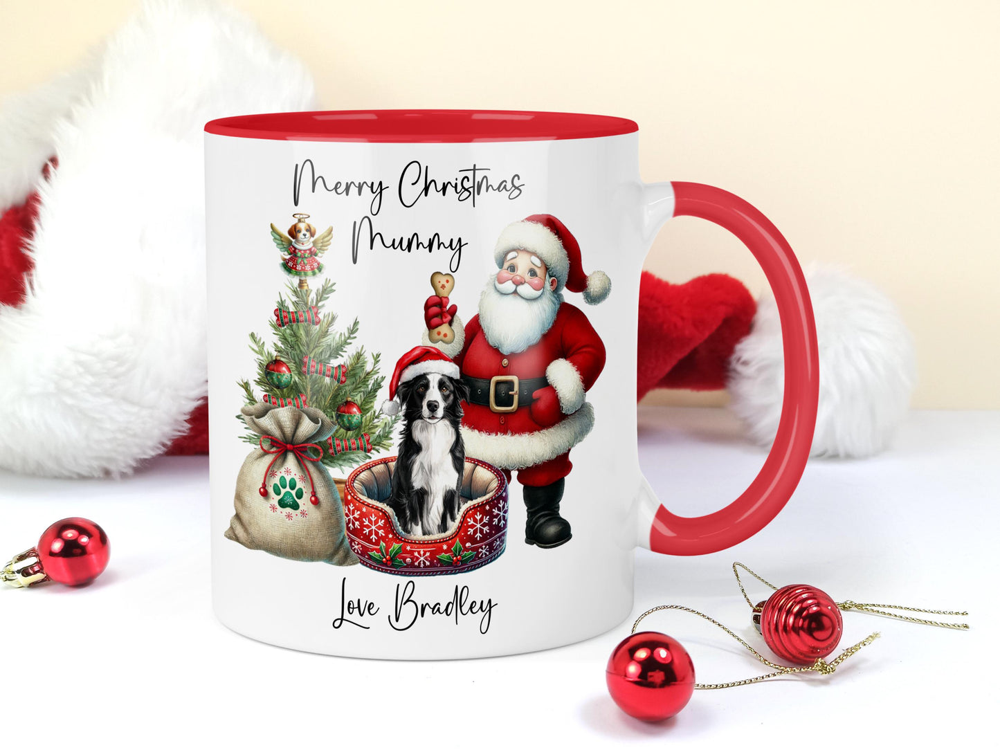Border collie Christmas Mug Gift | Dog Mum or Dad Present | Personalised Pet Lover Gift