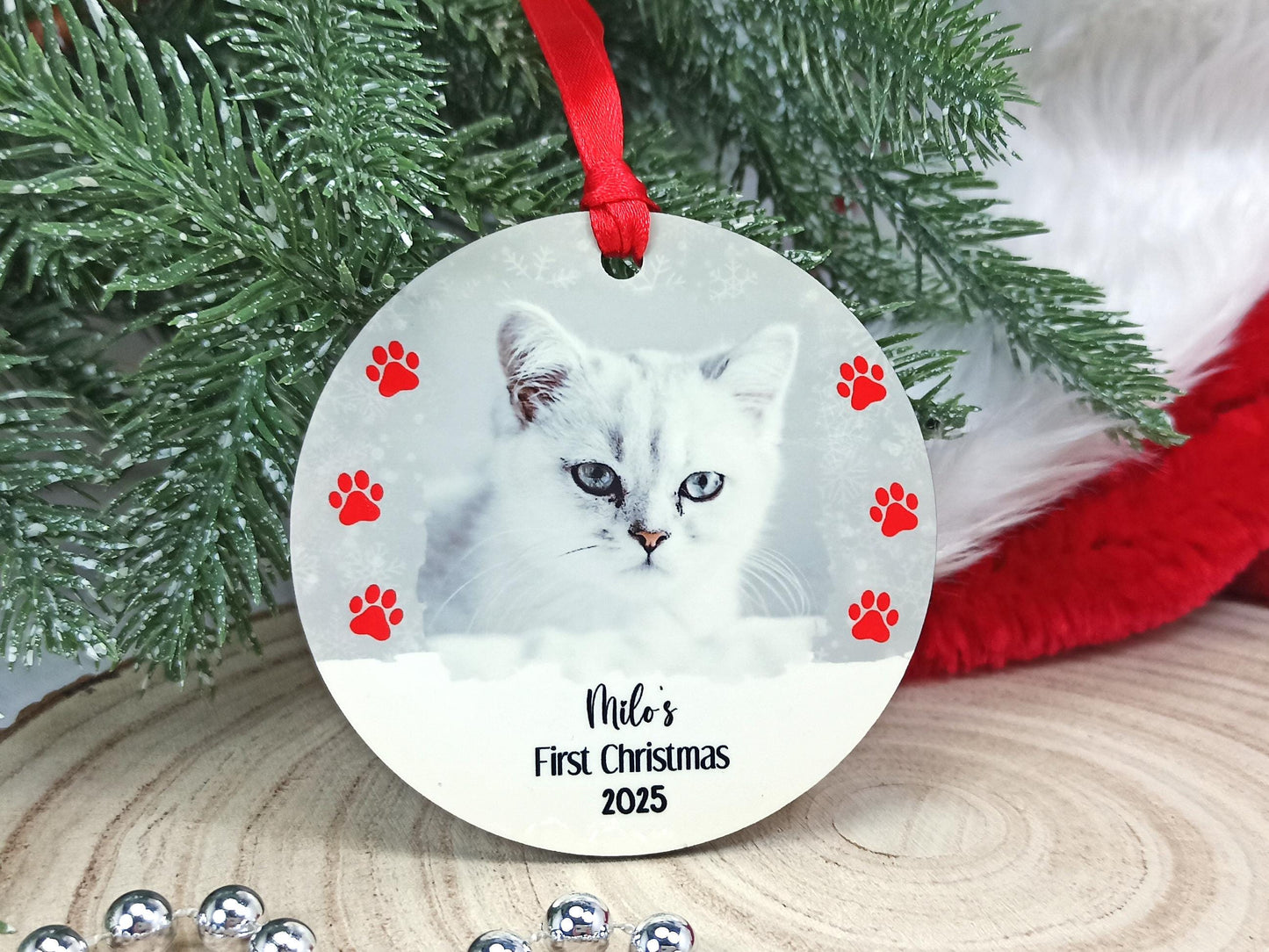 Cat's First Christmas Photo Tree Decoration