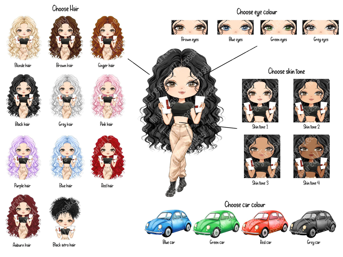 Girls Passed your Driving Test, Congratulations Personalised Mug, Custom Characters