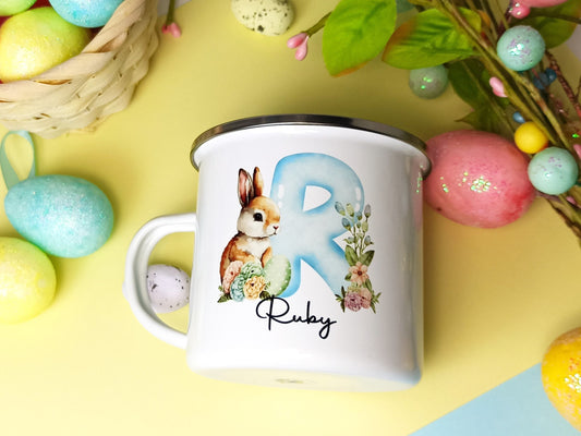 Enamel Bunny Cup, Personalised with name
