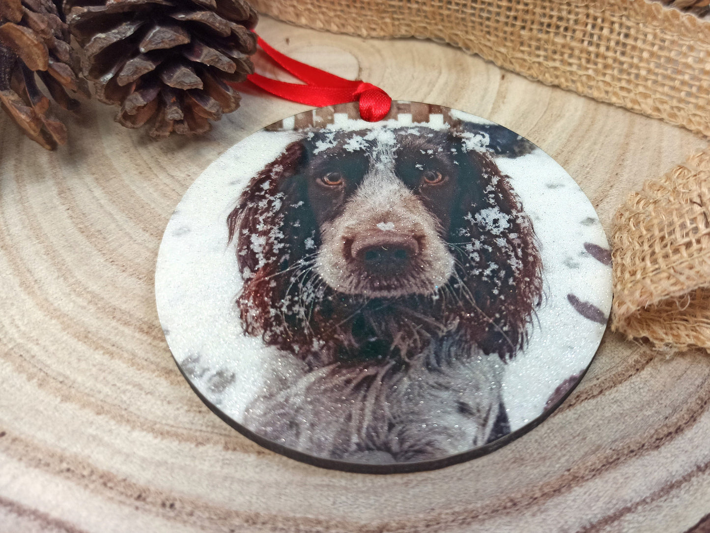Personalized Pet Photo Christmas Tree Decoration: Glitter MDF Keepsake