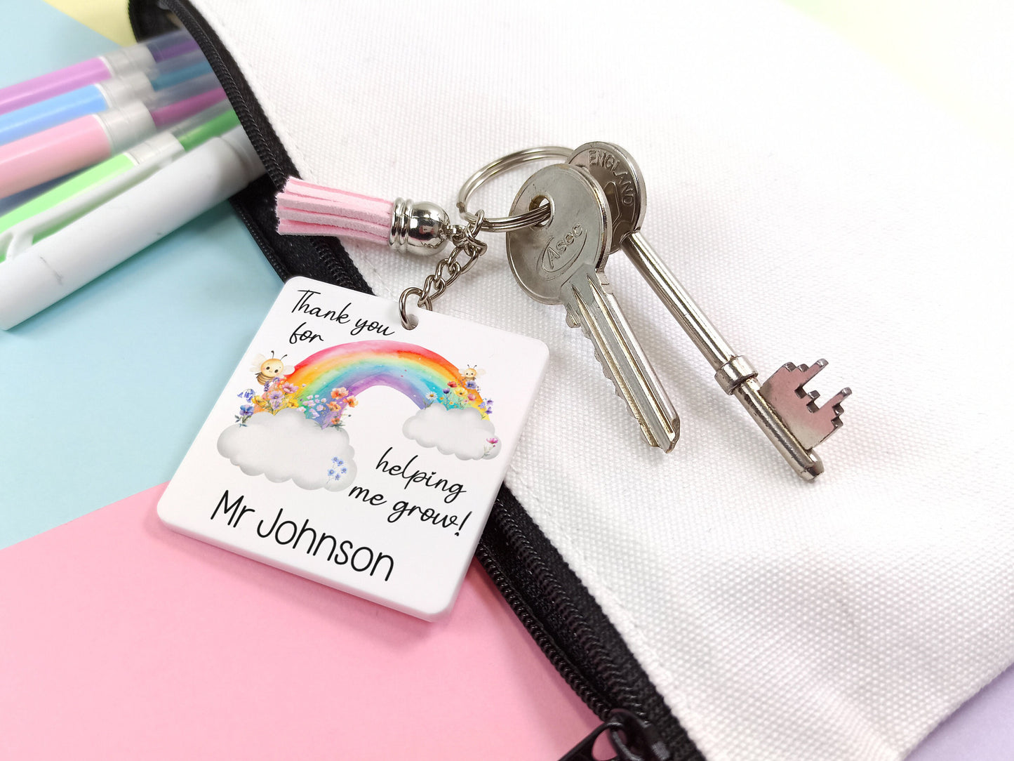 Teacher keyring,  thank you for helping me grow