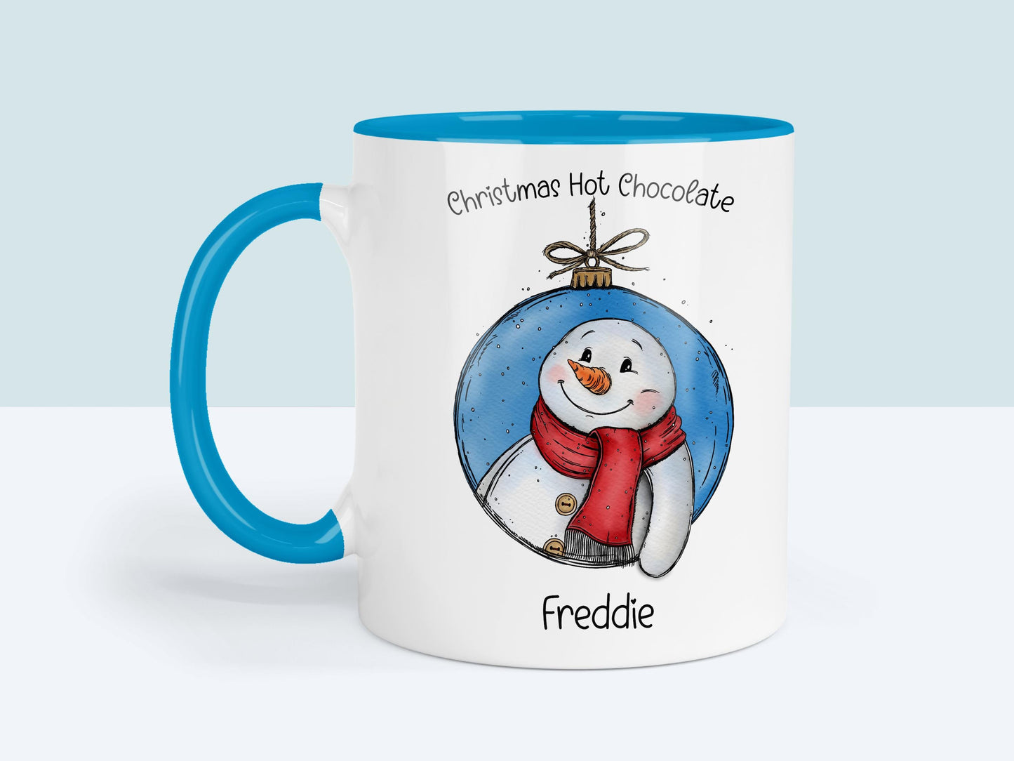 Snowman Christmas Mug with name | Custom Hot Chocolate Cup | Personalised Childs Drinkware