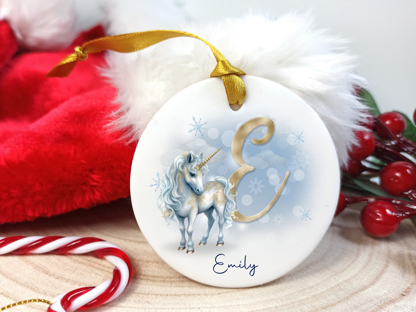Unicorn Ceramic Christmas Decoration Personalised with name