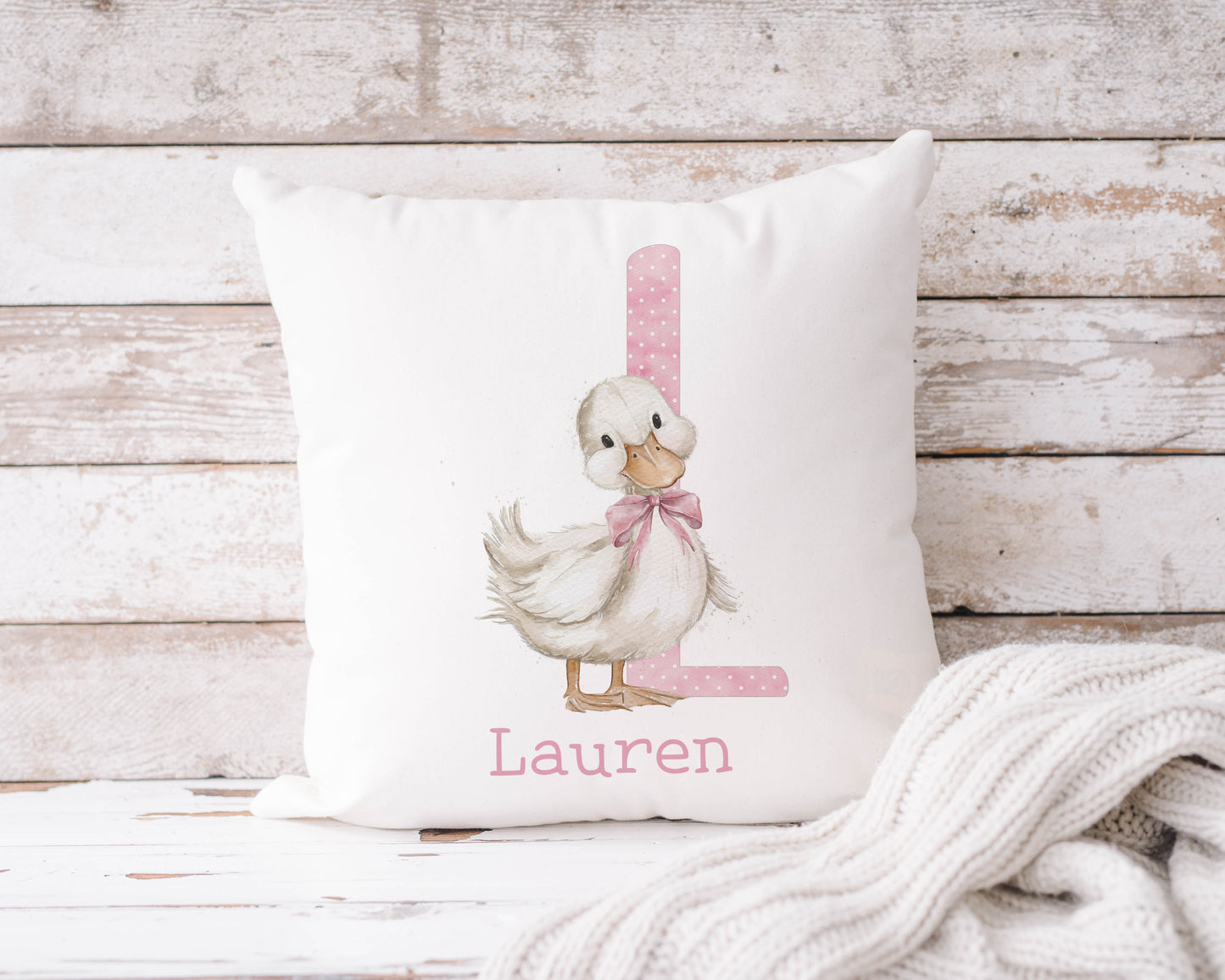 Personalised Pink Goose Cushion