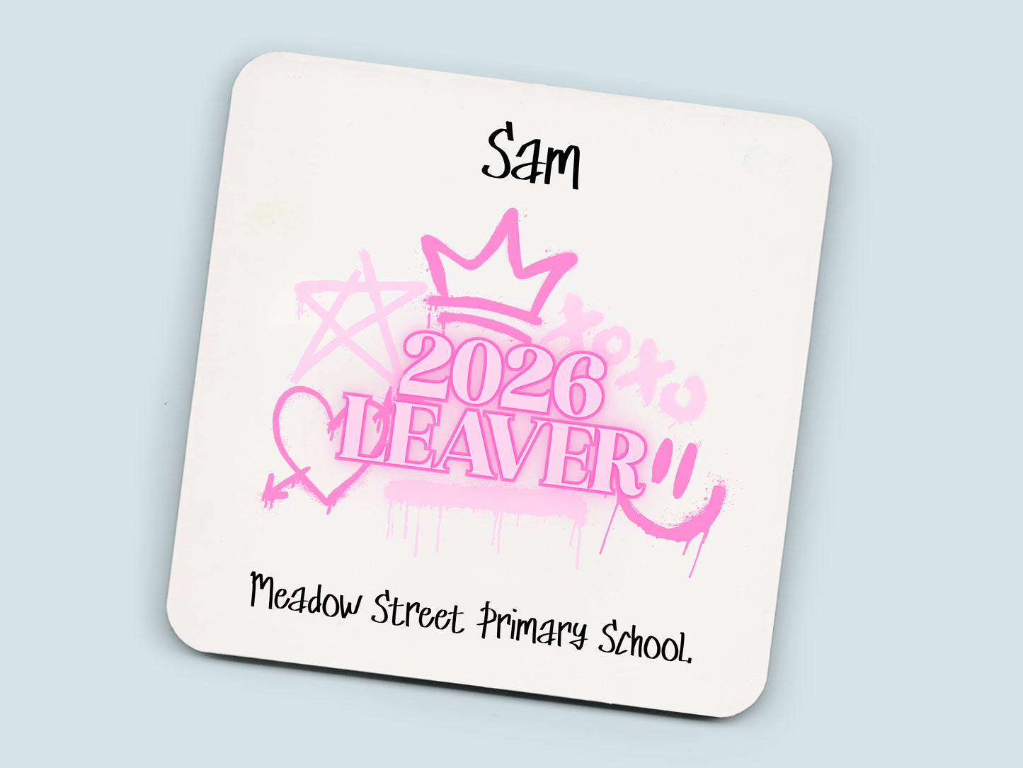 Personalised Leavers Mug 2026 School Graduation - Pink Graffiti
