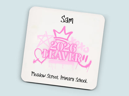 Personalised Leavers Mug 2026 School Graduation - Pink Graffiti