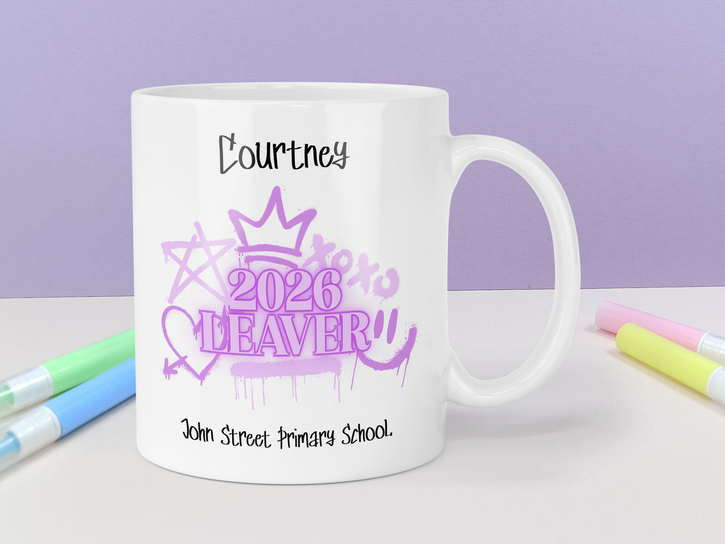 Personalised School Leavers Mug 2026 - Lilac Graffiti