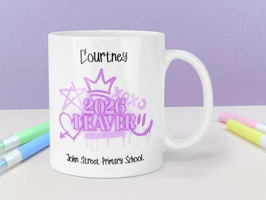 Personalised School Leavers Mug 2026 - Lilac Graffiti