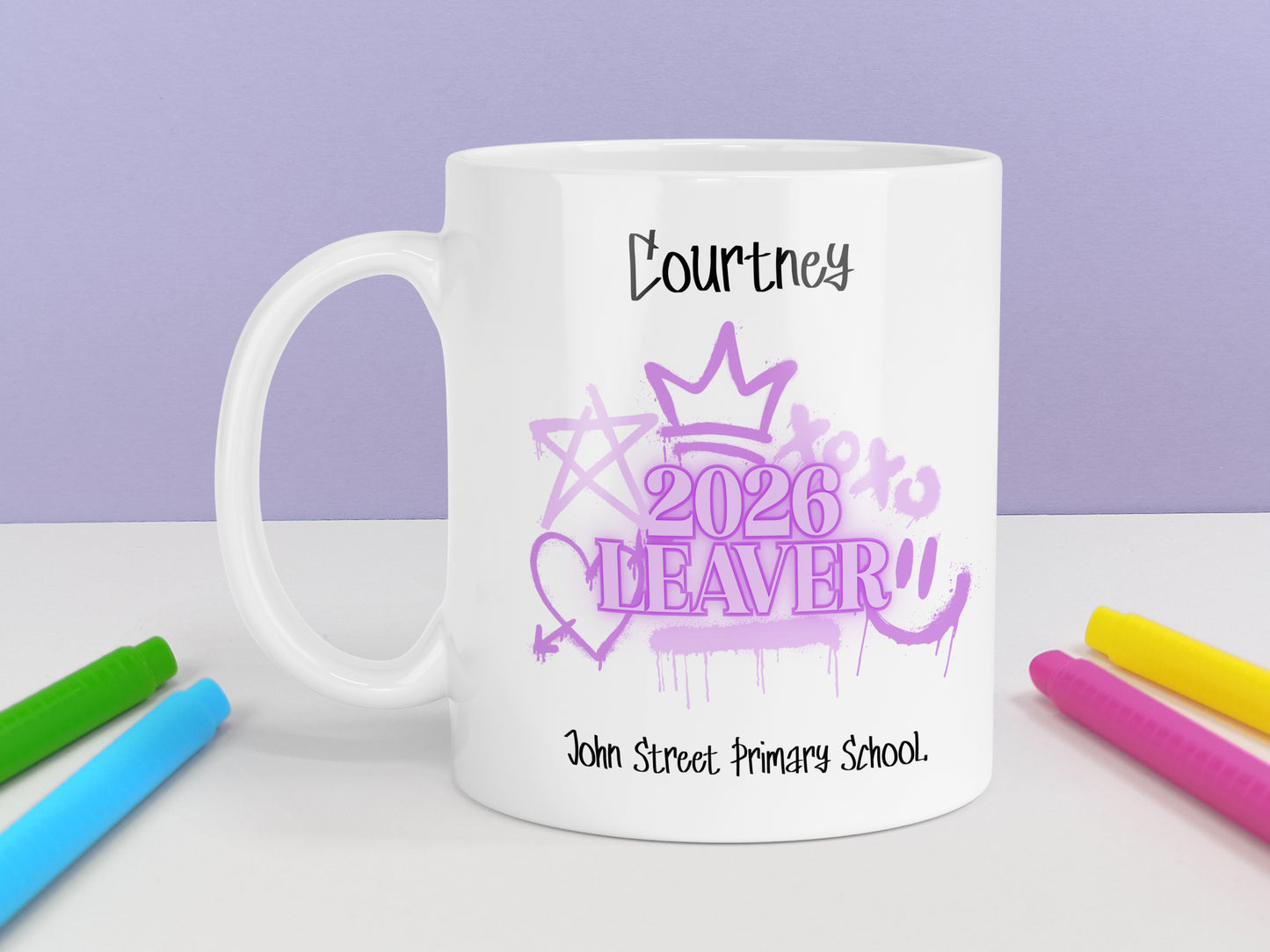 Personalised School Leavers Mug 2026 - Lilac Graffiti