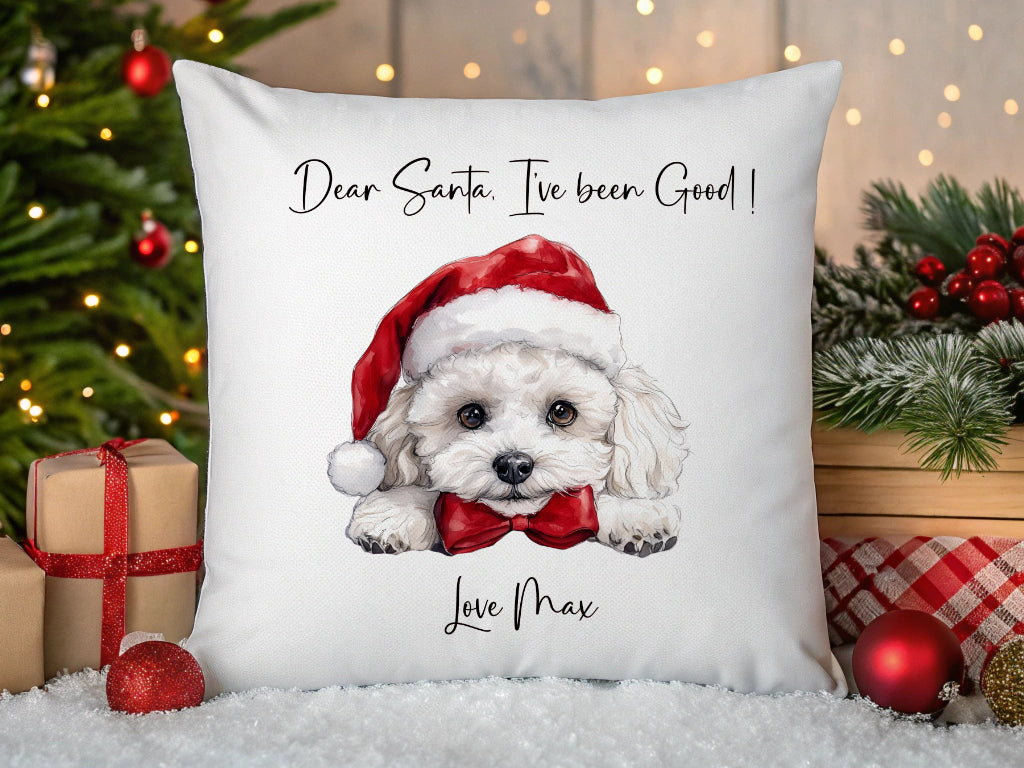 Christmas Dog Cushion, Choice of Breed, Cockapoo, Labrador, Spaniel Etc..