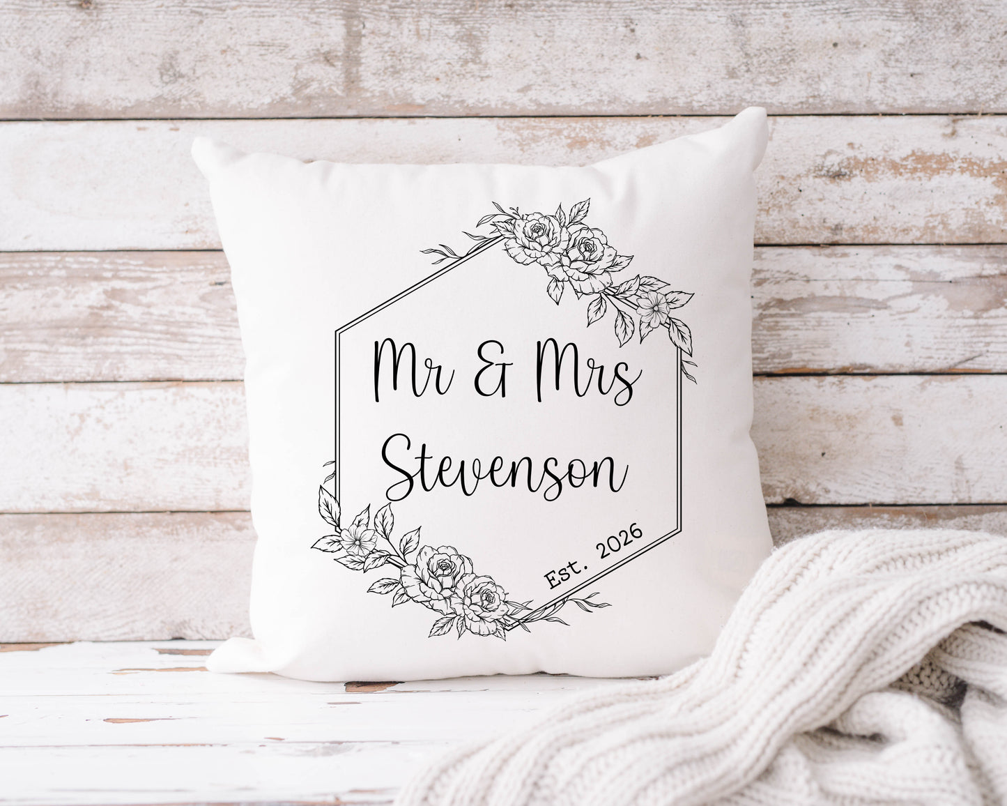 Mr & Mrs Cushion, Bride and Groom, Newlyweds, Anniversary Gift