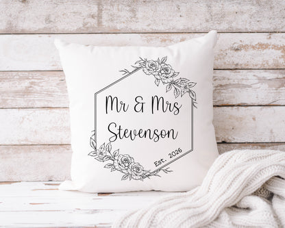 Mr & Mrs Cushion, Bride and Groom, Newlyweds, Anniversary Gift